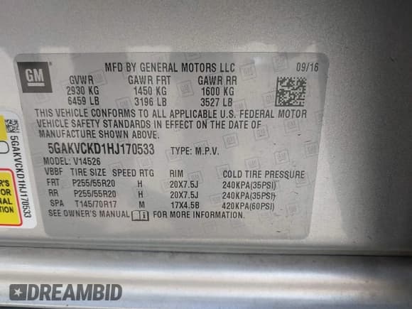 ✅ 2017 Buick Enclave Premium • VIN: 5GAKVCKD1HJ170533 • Lot: 43155989. Listed on IAAI with 136,019 mi. Free auction sales archive from the USA and detailed vehicle history report at DreamBid. Image 9.