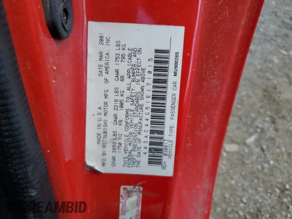 ✅ 2001 Mitsubishi Eclipse GS • VIN: 4A3AC44G51E171015 • Lot: 55916365. Wystawiony na Copart z przebiegiem 137 885 mil. Bezpłatny archiwum sprzedaży aukcyjnych z USA i szczegółowy raport historii pojazdu na DreamBid. Zdjęcie 12.