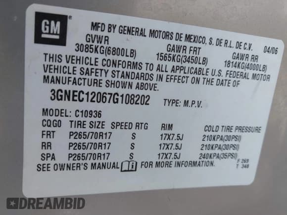 ✅ 2007 Chevrolet Avalanche LS • VIN: 3GNEC12067G108202 • Lot: 43291931. Listed on IAAI with Not provided. Free auction sales archive from the USA and detailed vehicle history report at DreamBid. Image 9.