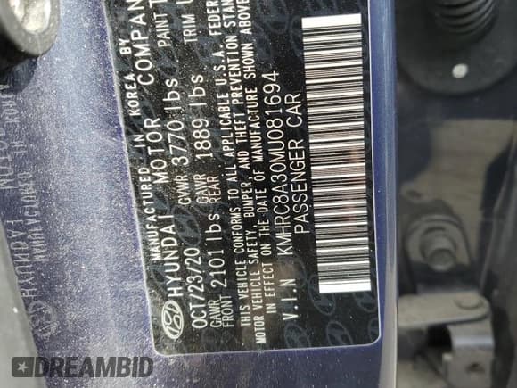 ✅ 2021 Hyundai Venue Denim • VIN: KMHRC8A30MU081694 • Lot: 45581565. Listed on Copart with 88,034 mi. Free auction sales archive from the USA and detailed vehicle history report at DreamBid. Image 16.