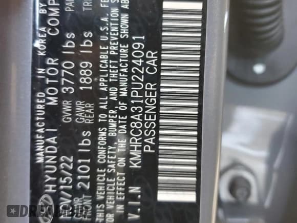 ✅ 2023 Hyundai Venue Limited • VIN: KMHRC8A31PU224091 • Lot: 47690375. Wystawiony na Copart z przebiegiem Nie podano. Bezpłatny archiwum sprzedaży aukcyjnych z USA i szczegółowy raport historii pojazdu na DreamBid. Zdjęcie 13.