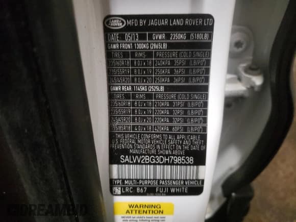 ✅ 2013 Land Rover Range Rover Evoque Prestige Premium • VIN: SALVV2BG3DH798538 • Lot: 42020235. Wystawiony na Copart z przebiegiem 141 523 mil. Bezpłatny archiwum sprzedaży aukcyjnych z USA i szczegółowy raport historii pojazdu na DreamBid. Zdjęcie 13.