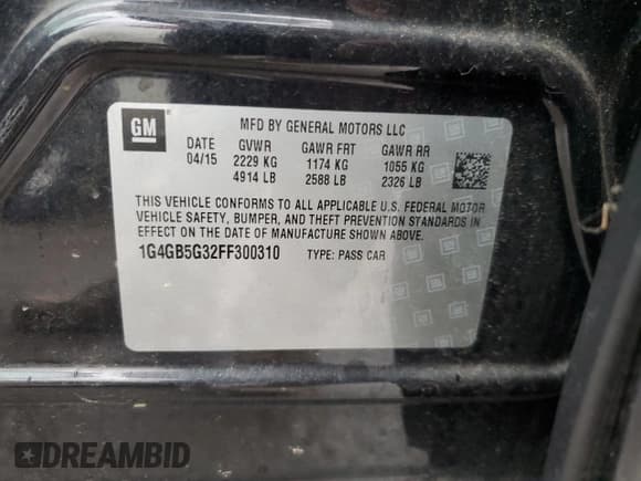 ✅ 2015 Buick LaCrosse Leather • VIN: 1G4GB5G32FF300310 • Лот: 93389355. Опубликован ранее на Copart с пробегом 78 606 миль. Бесплатный доступ к архиву аукционных продаж из США и подробный отчёт об истории автомобиля на DreamBid. Изображение 12.