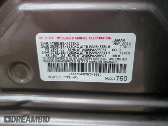 ✅ 2016 Mitsubishi Outlander SE • VIN: JA4AZ3A32GZ048510 • Lot: 82391375. Listed on Copart with 107,833 mi. Free auction sales archive from the USA and detailed vehicle history report at DreamBid. Image 13.