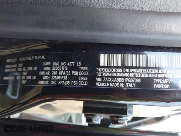 ✅ 2017 Jeep Renegade Latitude • VIN: ZACCJABB6HPG67093 • Lot: 42717078. Listed on IAAI with 107,655 mi. Free auction sales archive from the USA and detailed vehicle history report at DreamBid. Image 9.