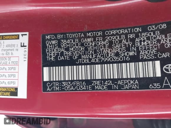 ✅ 2009 Toyota Corolla LE • VIN: JTDBL40E799035016 • Лот: 43841227. Опубликован ранее на IAAI с пробегом 292 234 миль. Бесплатный доступ к архиву аукционных продаж из США и подробный отчёт об истории автомобиля на DreamBid. Изображение 9.