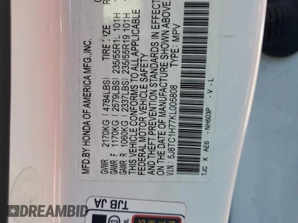 ✅ 2019 Acura RDX Advance • VIN: 5J8TC1H77KL005808 • Lot: 68469165. Listed on Copart with 96,268 mi. Free auction sales archive from the USA and detailed vehicle history report at DreamBid. Image 14.