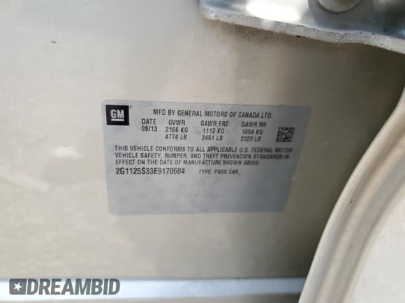 ✅ 2014 Chevrolet Impala LT • VIN: 2G1125S33E9170684 • Лот: 57118544. Опубликован ранее на Copart с пробегом 172 291 миль. Бесплатный доступ к архиву аукционных продаж из США и подробный отчёт об истории автомобиля на DreamBid. Изображение 12.