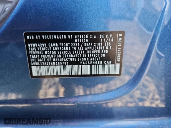 ✅ 2017 Volkswagen Jetta SEL • VIN: 3VWL17AJ9HM289783 • Lot: 89889325. Listed on Copart with 76,726 mi. Free auction sales archive from the USA and detailed vehicle history report at DreamBid. Image 12.