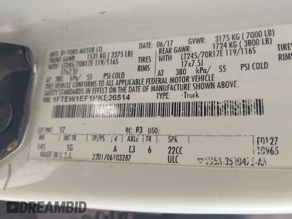 ✅ 2017 Ford F-150 XL • VIN: 1FTEW1EF1HKE26514 • Лот: 42173628. Опубликован ранее на IAAI с пробегом 122 415 миль. Бесплатный доступ к архиву аукционных продаж из США и подробный отчёт об истории автомобиля на DreamBid. Изображение 9.