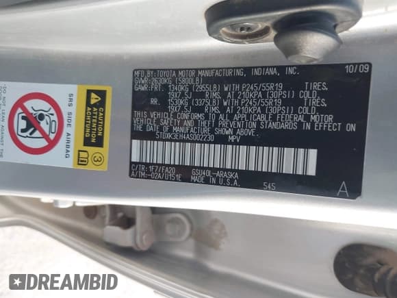 ✅ 2010 Toyota Highlander Sport • VIN: 5TDXK3EH4AS002230 • Лот: 42443643. Опубликован ранее на IAAI с пробегом 156 272 миль. Бесплатный доступ к архиву аукционных продаж из США и подробный отчёт об истории автомобиля на DreamBid. Изображение 9.