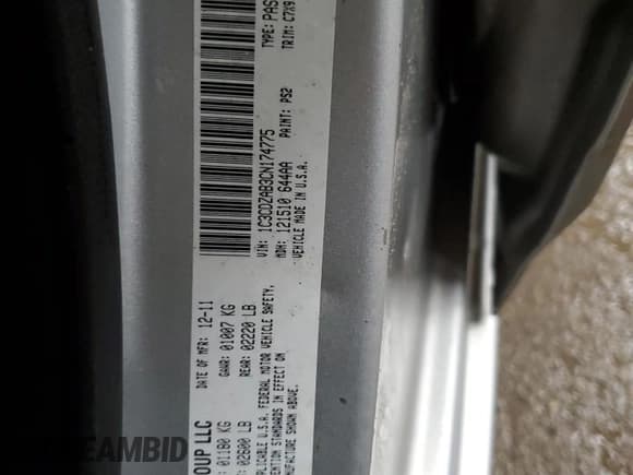 ✅ 2012 Dodge Avenger SE • VIN: 1C3CDZAB3CN174775 • Лот: 73113724. Опубликован ранее на Copart с пробегом 180 301 миль. Бесплатный доступ к архиву аукционных продаж из США и подробный отчёт об истории автомобиля на DreamBid. Изображение 13.