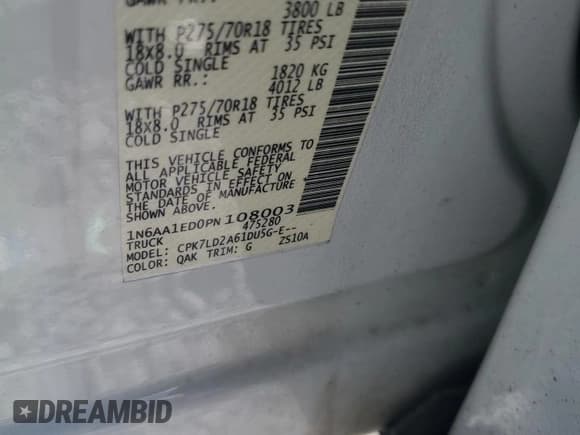 ✅ 2023 Nissan Titan Pro-4X • VIN: 1N6AA1ED0PN108003 • Лот: 64693365. Опубликован ранее на Copart с пробегом 61 188 миль. Бесплатный доступ к архиву аукционных продаж из США и подробный отчёт об истории автомобиля на DreamBid. Изображение 12.