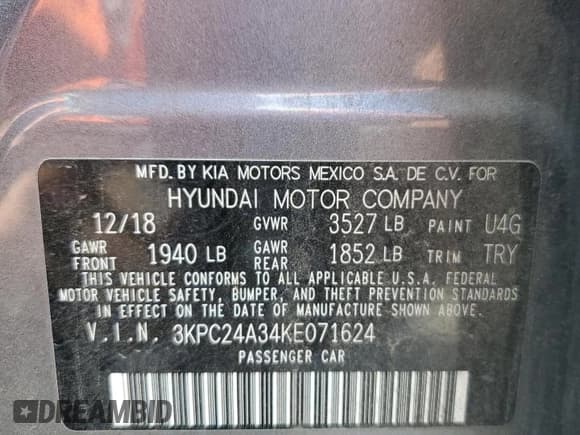 ✅ 2019 Hyundai Accent SE • VIN: 3KPC24A34KE071624 • Лот: 71812594. Опубликован ранее на Copart с пробегом 85 959 миль. Бесплатный доступ к архиву аукционных продаж из США и подробный отчёт об истории автомобиля на DreamBid. Изображение 12.