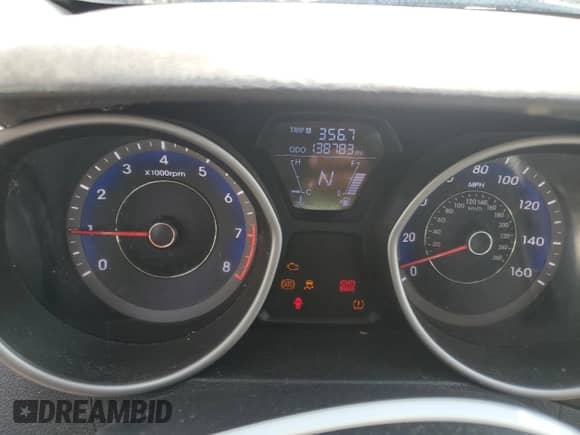 2012 Hyundai Elantra Limited with VIN KMHDH4AE7CU454475, listed as a Copart auction lot 66629005 with 138,783 mi miles and Salvage title. Bid and sale history available at DreamBid. Image 9.