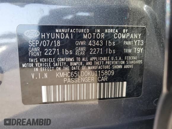 2019 Hyundai Ioniq с VIN KMHC65LD0KU115809, выставлен на аукционе Copart как лот 71447374 с пробегом 126 177 миль миль и Списание • Salvage title. История ставок и продаж доступна на DreamBid. Изображение 12.