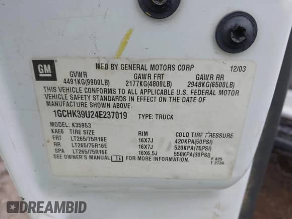 2004 Chevrolet Silverado 3500 z VIN 1GCHK39U24E237019, wystawiony jako IAAI lot #43483302 z przebiegiem 172 802 mil mil oraz . Historia ofert i sprzedaży dostępna na DreamBid. Obrazek 9.