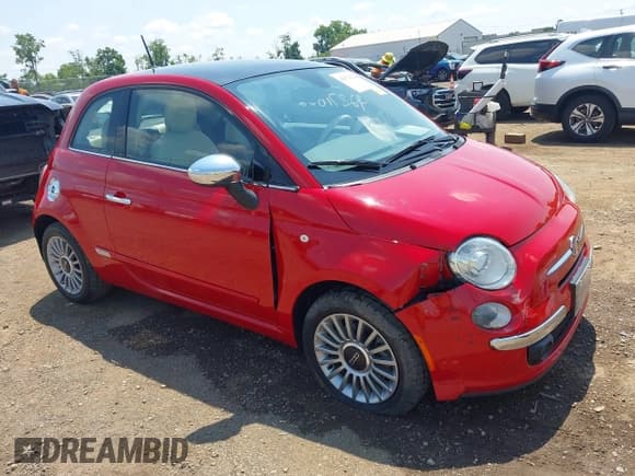 ✅ 2013 FIAT 500 Lounge • VIN: 3C3CFFCR3DT743189 • Lot: 42871622. Listed on IAAI with 122,850 mi. Free auction sales archive from the USA and detailed vehicle history report at DreamBid. Image 1.