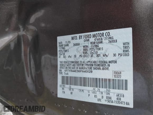 ✅ 2006 Ford Ranger STX • VIN: 1FTYR44E56PA40029 • Lot: 41569160. Listed on IAAI with 114,367 mi. Free auction sales archive from the USA and detailed vehicle history report at DreamBid. Image 9.