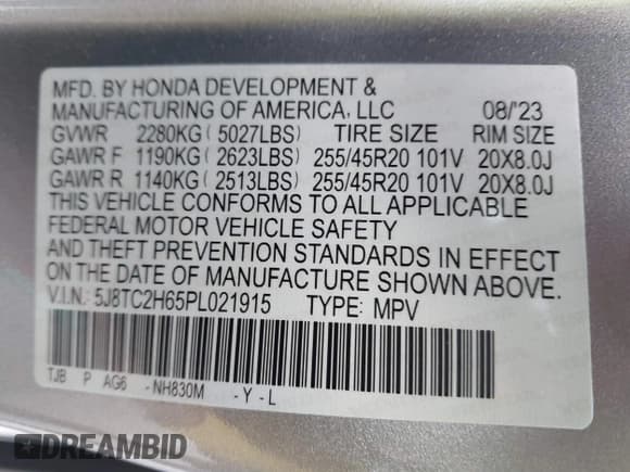 ✅ 2023 Acura RDX w/A-Spec Package • VIN: 5J8TC2H65PL021915 • Lot: 43173523. Wystawiony na IAAI z przebiegiem 27 276 mil. Bezpłatny archiwum sprzedaży aukcyjnych z USA i szczegółowy raport historii pojazdu na DreamBid. Zdjęcie 9.