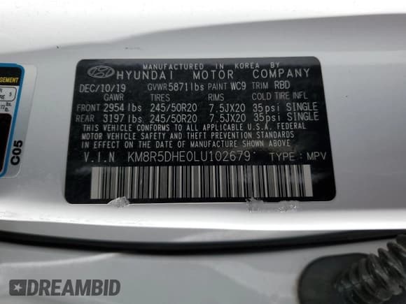 ✅ 2020 Hyundai Palisade Limited • VIN: KM8R5DHE0LU102679 • Лот: 80467424. Опубликован ранее на Copart с пробегом 39 185 миль. Бесплатный доступ к архиву аукционных продаж из США и подробный отчёт об истории автомобиля на DreamBid. Изображение 15.