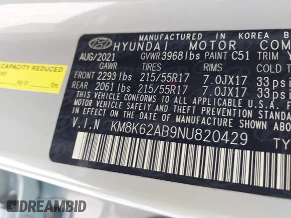 ✅ 2022 Hyundai Kona SEL • VIN: KM8K62AB9NU820429 • Lot: 43267204. Listed on IAAI with 79,824 mi. Free auction sales archive from the USA and detailed vehicle history report at DreamBid. Image 9.