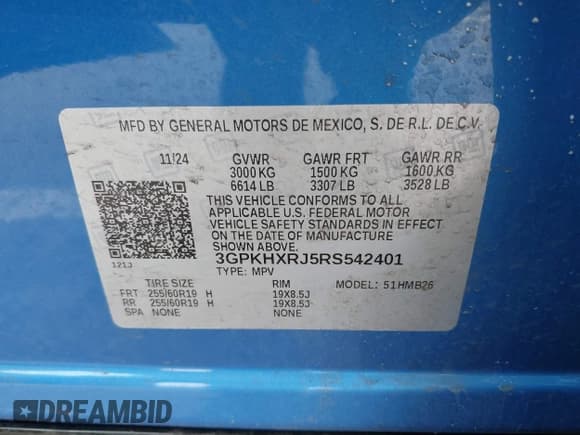 ✅ 2024 Honda Prologue Touring • VIN: 3GPKHXRJ5RS542401 • Lot: 41737009. Listed on IAAI with 3,152 mi. Free auction sales archive from the USA and detailed vehicle history report at DreamBid. Image 9.