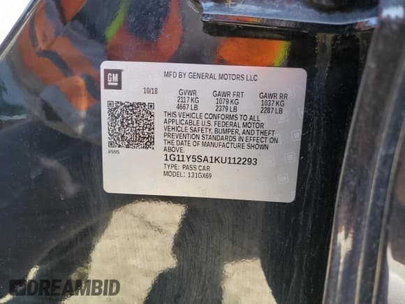 ✅ 2019 Chevrolet Impala LS • VIN: 1G11Y5SA1KU112293 • Lot: 90112945. Listed on Copart with 37,810 mi. Free auction sales archive from the USA and detailed vehicle history report at DreamBid. Image 12.