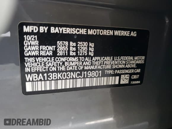 ✅ 2022 BMW 5 Series M550i xDrive • VIN: WBA13BK03NCJ19801 • Lot: 55123435. Listed on Copart with 37,768 mi. Free auction sales archive from the USA and detailed vehicle history report at DreamBid. Image 13.