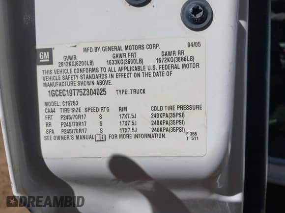 2005 Chevrolet Silverado 1500 LS z VIN 1GCEC19T75Z304025, wystawiony jako IAAI lot #43584015 z przebiegiem 126 228 mil mil oraz . Historia ofert i sprzedaży dostępna na DreamBid. Obrazek 9.