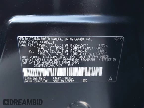 ✅ 2013 Toyota RAV4 LE • VIN: 2T3ZFREVXDW057709 • Lot: 43747048. Wystawiony na IAAI z przebiegiem 110 092 mil. Bezpłatny archiwum sprzedaży aukcyjnych z USA i szczegółowy raport historii pojazdu na DreamBid. Zdjęcie 9.