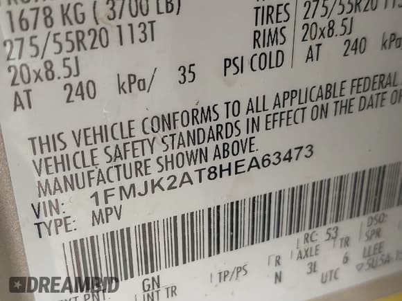 ✅ 2017 Ford Expedition Max Limited • VIN: 1FMJK2AT8HEA63473 • Lot: 42064907. Wystawiony na IAAI z przebiegiem 175 201 mil. Bezpłatny archiwum sprzedaży aukcyjnych z USA i szczegółowy raport historii pojazdu na DreamBid. Zdjęcie 9.