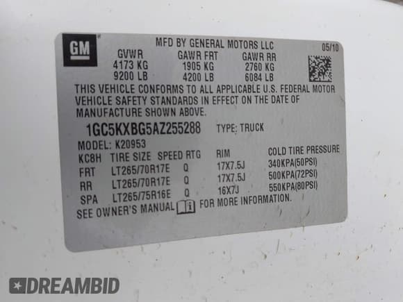 ✅ 2010 Chevrolet Silverado 2500HD LT • VIN: 1GC5KXBG5AZ255288 • Лот: 43744653. Опубликован ранее на IAAI с пробегом 235 887 миль. Бесплатный доступ к архиву аукционных продаж из США и подробный отчёт об истории автомобиля на DreamBid. Изображение 9.