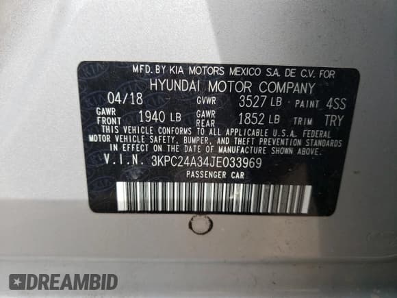 ✅ 2018 Hyundai Accent SEL • VIN: 3KPC24A34JE033969 • Лот: 71807554. Опубликован ранее на Copart с пробегом 131 608 миль. Бесплатный доступ к архиву аукционных продаж из США и подробный отчёт об истории автомобиля на DreamBid. Изображение 12.