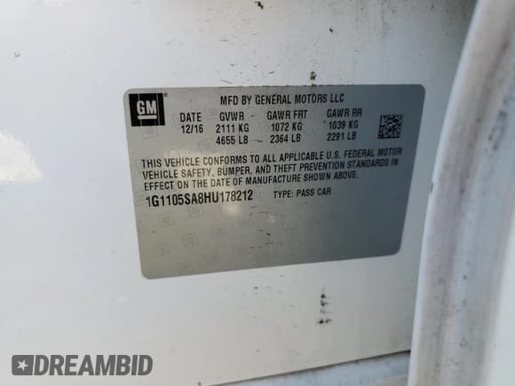 ✅ 2017 Chevrolet Impala LT • VIN: 1G1105SA8HU178212 • Лот: 72578644. Опубликован ранее на Copart с пробегом 123 380 миль. Бесплатный доступ к архиву аукционных продаж из США и подробный отчёт об истории автомобиля на DreamBid. Изображение 12.