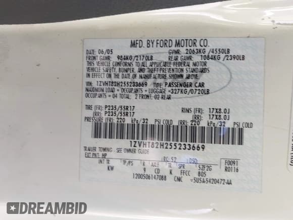 ✅ 2005 Ford Mustang GT Deluxe • VIN: 1ZVHT82H255233669 • Лот: 43479285. Опубликован ранее на IAAI с пробегом 245 239 миль. Бесплатный доступ к архиву аукционных продаж из США и подробный отчёт об истории автомобиля на DreamBid. Изображение 9.