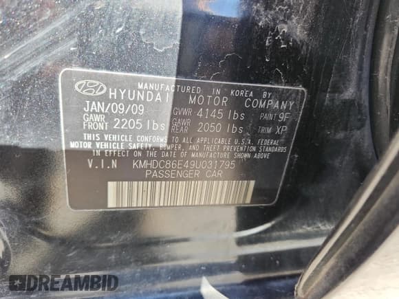 ✅ 2009 Hyundai Elantra Touring • VIN: KMHDC86E49U031795 • Lot: 86638105. Wystawiony na Copart z przebiegiem 172 090 mil. Bezpłatny archiwum sprzedaży aukcyjnych z USA i szczegółowy raport historii pojazdu na DreamBid. Zdjęcie 12.