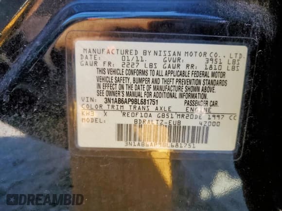 ✅ 2011 Nissan Sentra SR • VIN: 3N1AB6AP9BL681751 • Лот: 86269945. Опубликован ранее на Copart с пробегом Не указан. Бесплатный доступ к архиву аукционных продаж из США и подробный отчёт об истории автомобиля на DreamBid. Изображение 13.