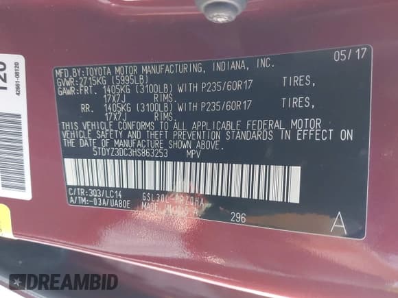 ✅ 2017 Toyota Sienna XLE Auto Access Seat • VIN: 5TDYZ3DC3HS863253 • Лот: 43040685. Опубликован ранее на IAAI с пробегом 132 734 миль. Бесплатный доступ к архиву аукционных продаж из США и подробный отчёт об истории автомобиля на DreamBid. Изображение 9.