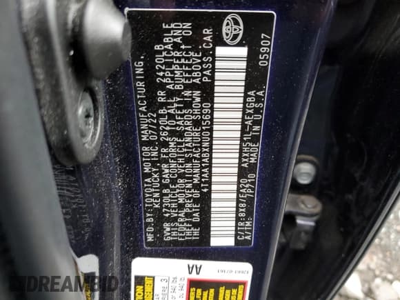 ✅ 2022 Toyota Avalon Hybrid XLE • VIN: 4T1AA1ABXNU015690 • Лот: 49487015. Опубликован ранее на Copart с пробегом 13 672 миль. Бесплатный доступ к архиву аукционных продаж из США и подробный отчёт об истории автомобиля на DreamBid. Изображение 12.