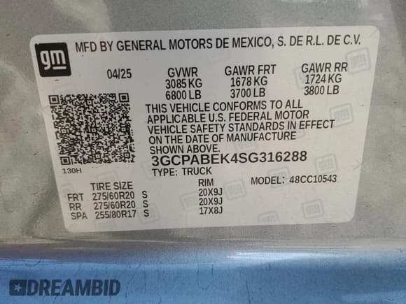 ✅ 2025 Chevrolet Silverado 1500 Custom • VIN: 3GCPABEK4SG316288 • Lot: 84471925. Wystawiony na Copart z przebiegiem 5 792 mil. Bezpłatny archiwum sprzedaży aukcyjnych z USA i szczegółowy raport historii pojazdu na DreamBid. Zdjęcie 12.