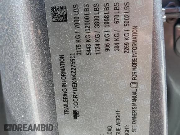 ✅ 2019 Chevrolet Silverado 1500 LT • VIN: 1GCRYDEK5KZ275511 • Lot: 61035935. Wystawiony na Copart z przebiegiem 68 289 mil. Bezpłatny archiwum sprzedaży aukcyjnych z USA i szczegółowy raport historii pojazdu na DreamBid. Zdjęcie 12.