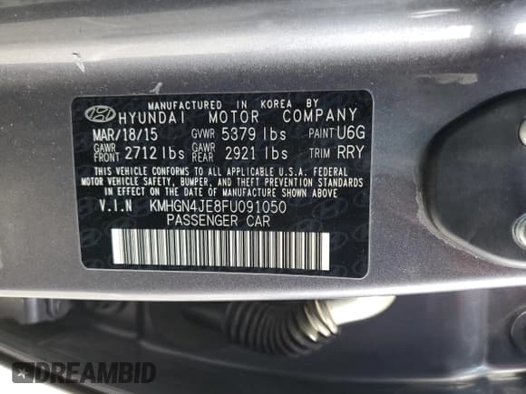 ✅ 2015 Hyundai Genesis 3.8L • VIN: KMHGN4JE8FU091050 • Lot: 42196705. Wystawiony na Copart z przebiegiem 121 073 mil. Bezpłatny archiwum sprzedaży aukcyjnych z USA i szczegółowy raport historii pojazdu na DreamBid. Zdjęcie 12.