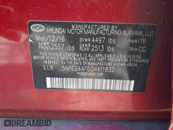 2016 Hyundai Sonata 2.4L z VIN 5NPE24AF6GH411832, wystawiony jako IAAI lot #41918113 z przebiegiem 195 783 mil mil oraz . Historia ofert i sprzedaży dostępna na DreamBid. Obrazek 9.