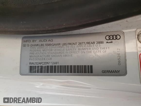 ✅ 2013 Audi S7 Prestige • VIN: WAU32AFC2DN112691 • Лот: 86510505. Опубликован ранее на Copart с пробегом Не указан. Бесплатный доступ к архиву аукционных продаж из США и подробный отчёт об истории автомобиля на DreamBid. Изображение 13.