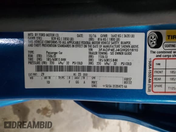 ✅ 2016 Ford Fiesta SE • VIN: 3FADP4EJ4GM201810 • Lot: 90095125. Listed on Copart with 74,373 mi. Free auction sales archive from the USA and detailed vehicle history report at DreamBid. Image 12.