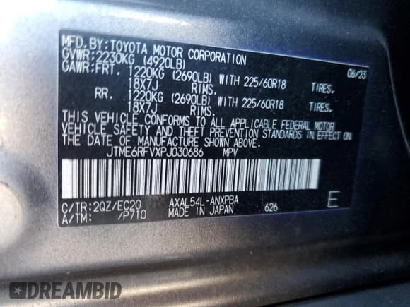 ✅ 2023 Toyota RAV4 Hybrid XSE • VIN: JTME6RFVXPJ030686 • Lot: 90758465. Listed on Copart with 49,498 mi. Free auction sales archive from the USA and detailed vehicle history report at DreamBid. Image 13.