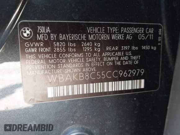 ✅ 2012 BMW 7 Series 750Li • VIN: WBAKB8C55CC962979 • Lot: 42784812. Wystawiony na IAAI z przebiegiem 167 852 mil. Bezpłatny archiwum sprzedaży aukcyjnych z USA i szczegółowy raport historii pojazdu na DreamBid. Zdjęcie 9.