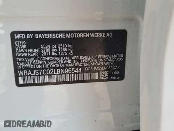 ✅ 2020 BMW 5 Series M550i xDrive • VIN: WBAJS7C02LBN96544 • Lot: 64272345. Wystawiony na Copart z przebiegiem 42 734 mil. Bezpłatny archiwum sprzedaży aukcyjnych z USA i szczegółowy raport historii pojazdu na DreamBid. Zdjęcie 12.