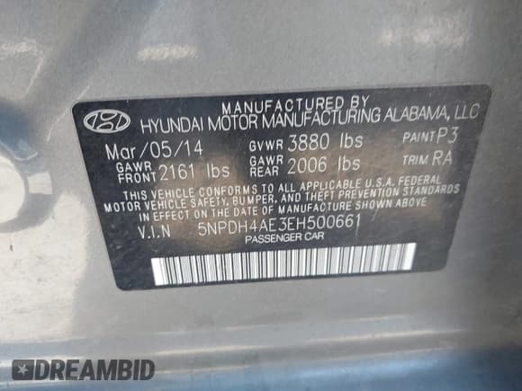 ✅ 2014 Hyundai Elantra SE • VIN: 5NPDH4AE3EH500661 • Лот: 43420020. Опубликован ранее на IAAI с пробегом Не указан. Бесплатный доступ к архиву аукционных продаж из США и подробный отчёт об истории автомобиля на DreamBid. Изображение 9.